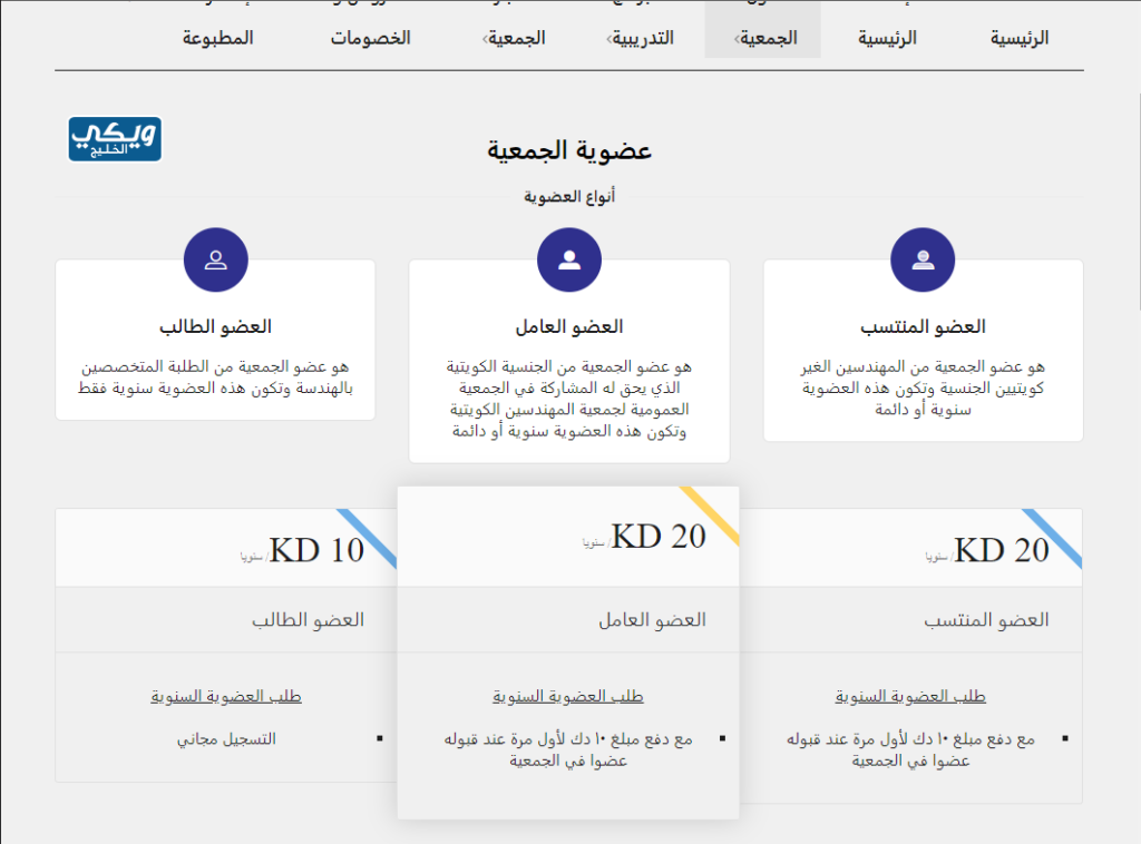 كم رسوم تجديد العضوية السنوية جمعية المهندسين الكويتية