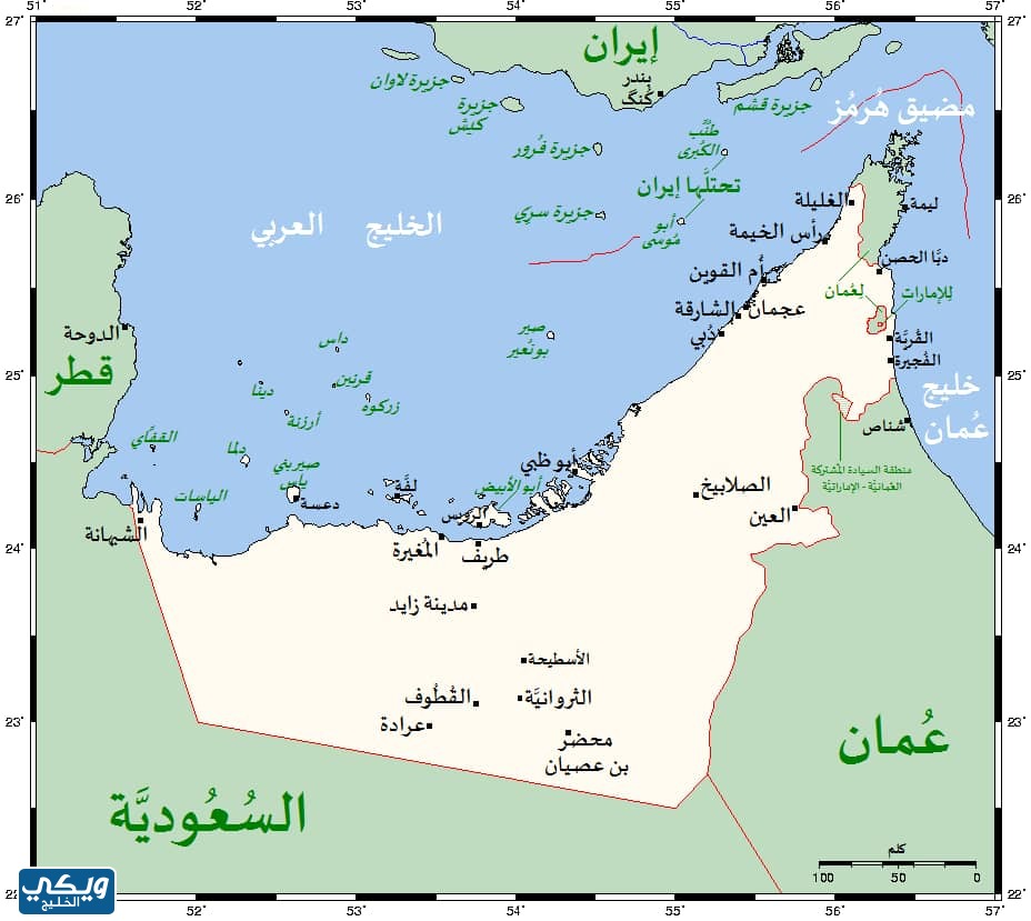 خريطة الامارات العربية المتحدة بالتفصيل