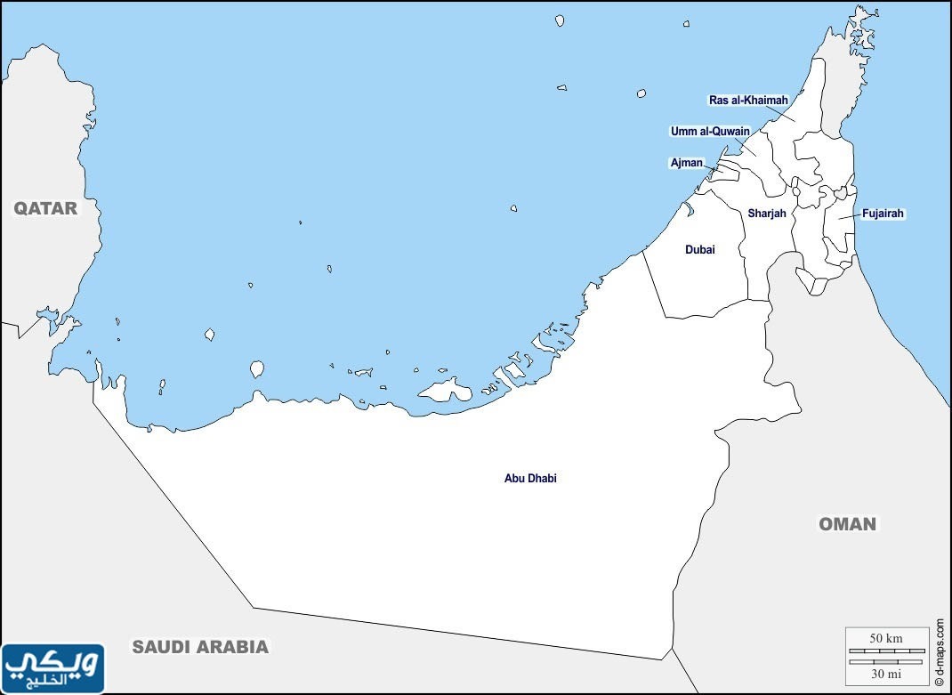 خريطة الامارات العربية المتحدة بالتفصيل بالمدن كاملة
