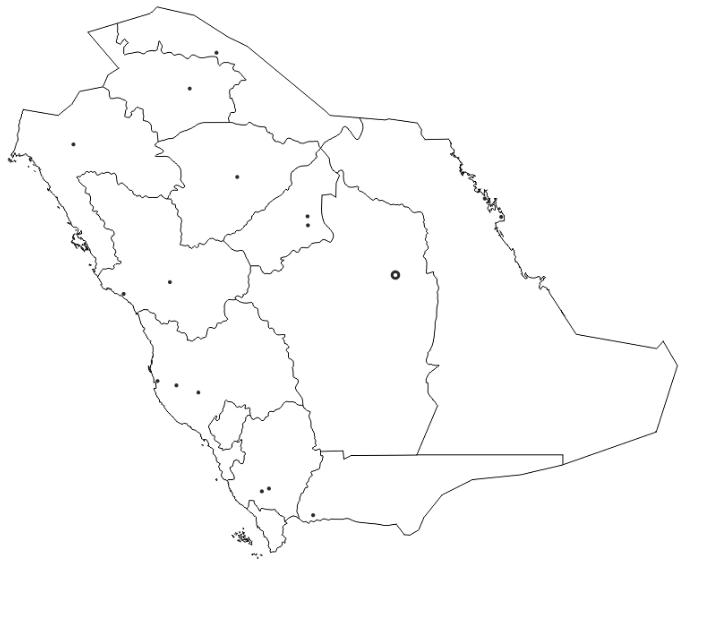 خريطة المملكة العربية السعودية صماء فارغة