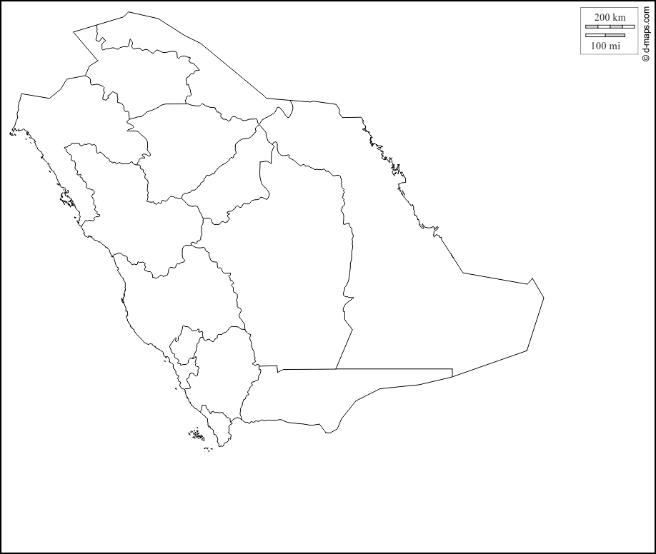 خريطة المملكة العربية السعودية للتلوين والطباعة