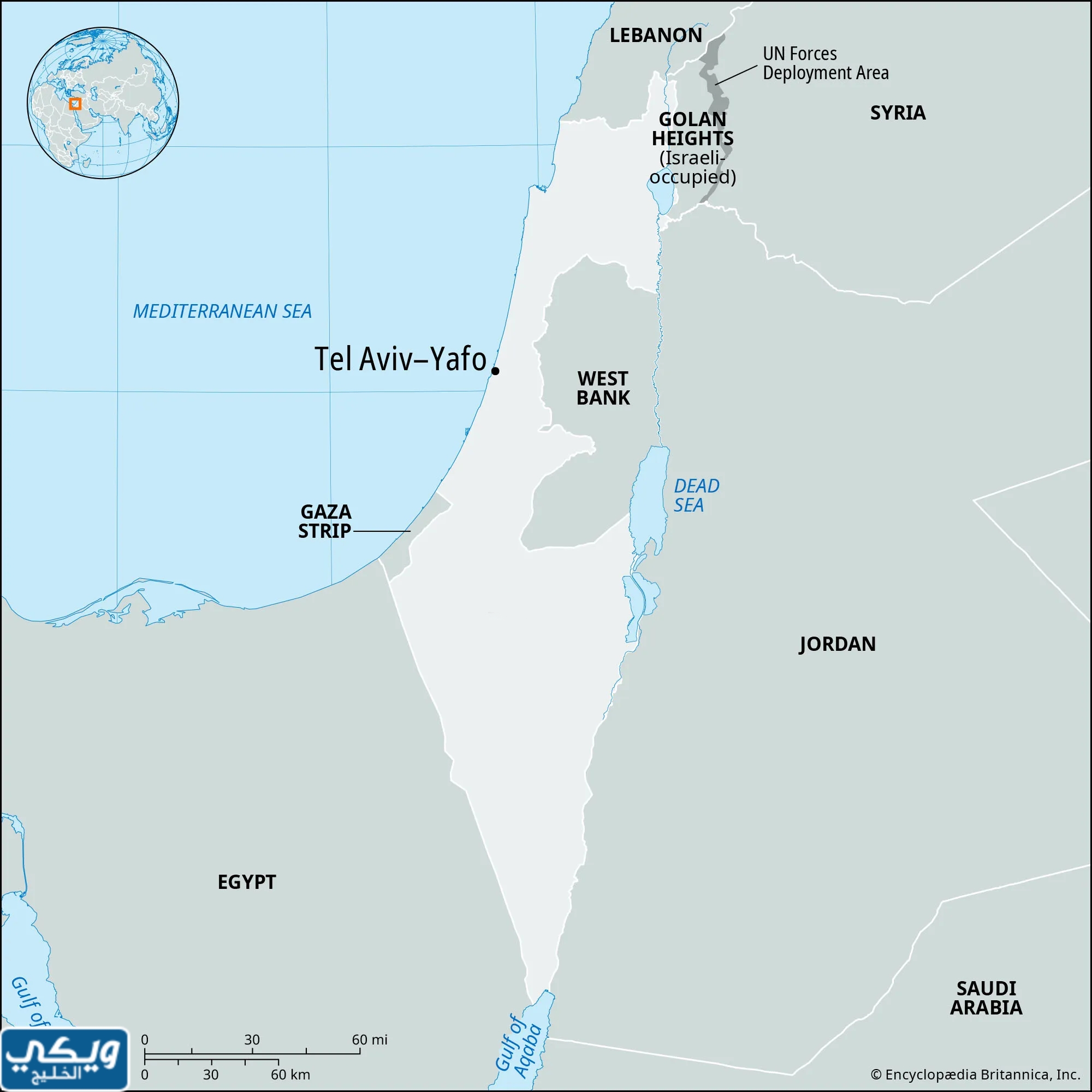 موقع تل ابيب على الخريطة