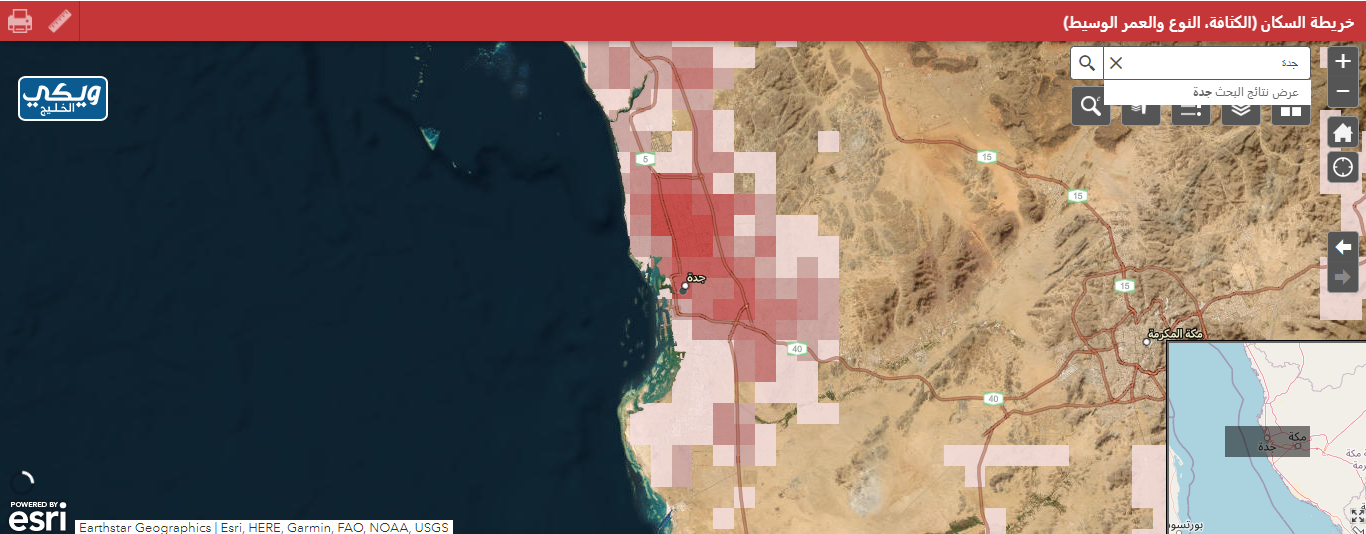 الخريطة التفاعلية لسكان جدة