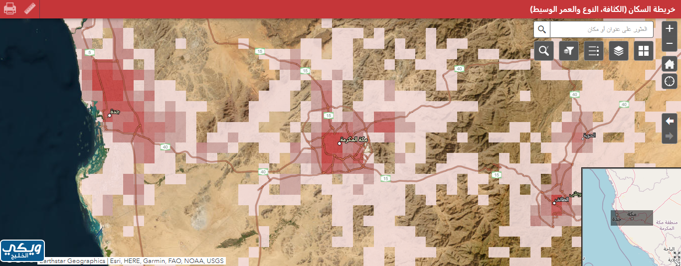 الخريطة التفاعلية لمنطقة مكة المكرمة