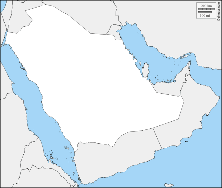 خريطة المملكة العربية السعودية صماء كاملة