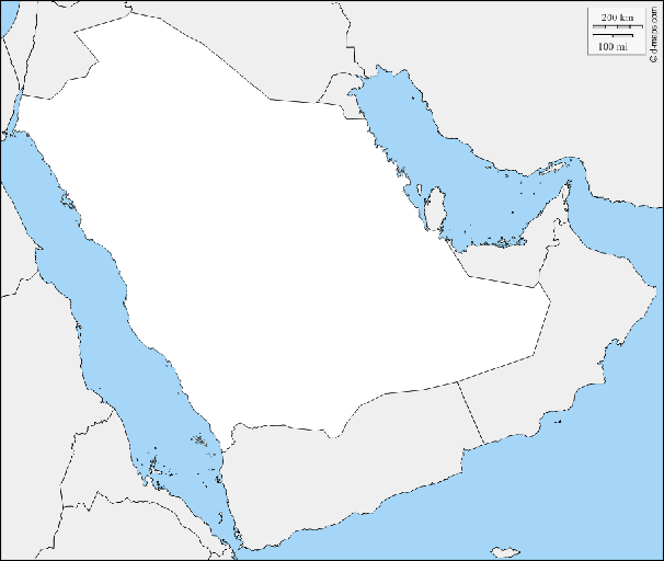 خريطة المملكة العربية السعودية فارغة بجودة عالية