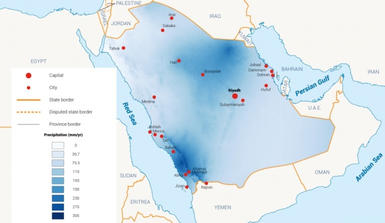 خريطة توزع المياه الجوفية في المملكة العربية السعودية