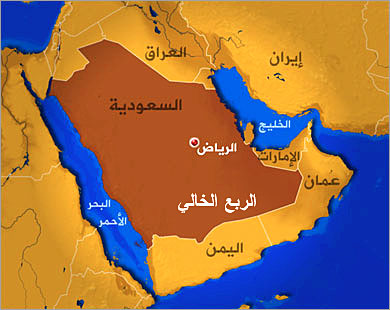 خريطة صحاري المملكة العربية السعودية