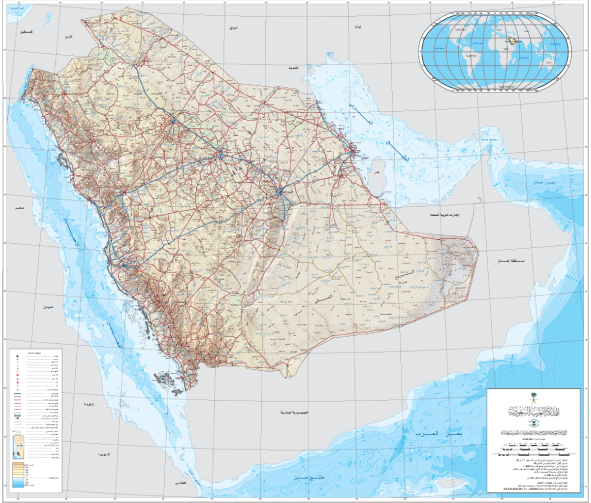 خريطة مساحة المملكة العربية السعودية