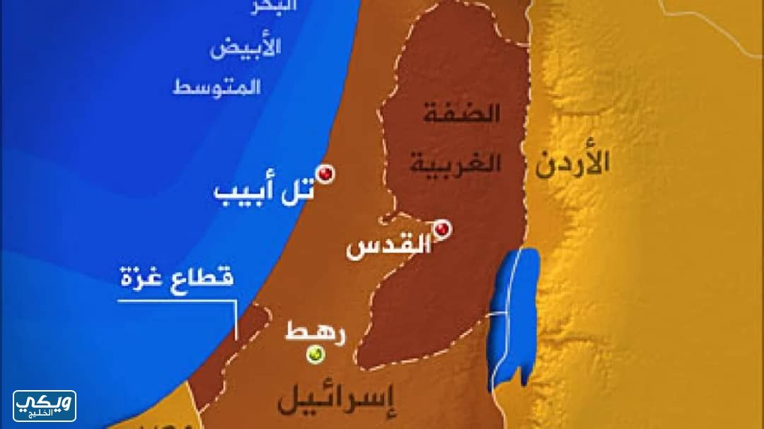 البعد بين غزة وتل ابيب على الخريطة