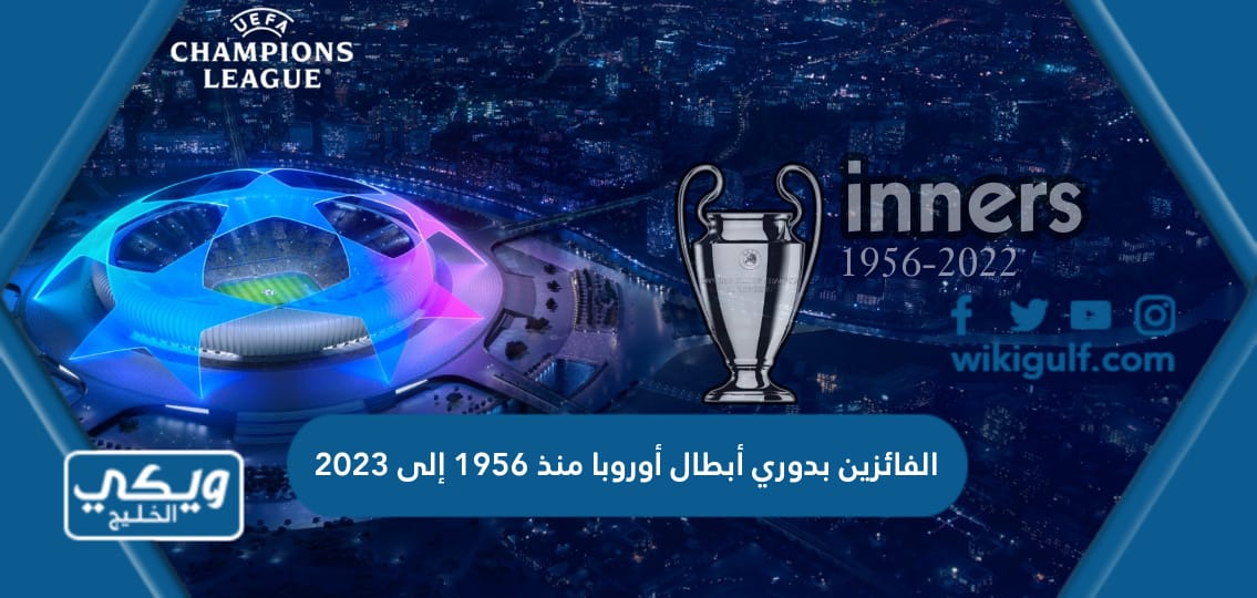 الفائزين بدوري أبطال أوروبا منذ 1956 إلى 2023